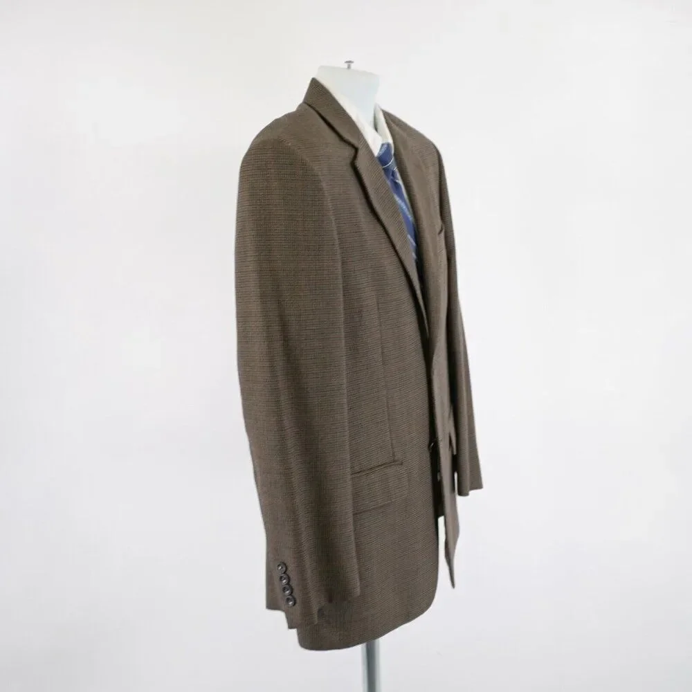 Pronto Uomo Brown Tan Tweed Wool Houndstooth Windowpane 40R 2 Button Sport Coat‎